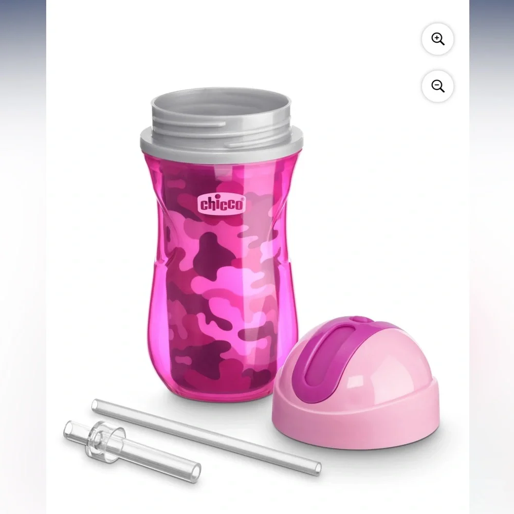 Like New! Chicco Insulated Flip-Top Straw Cup 9oz, Pink/Purple, 12m+ (2pk)‎